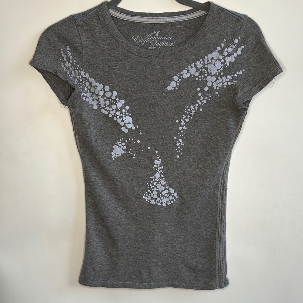 American Eagle Blue Gray Short Sleeve Graphic Tee